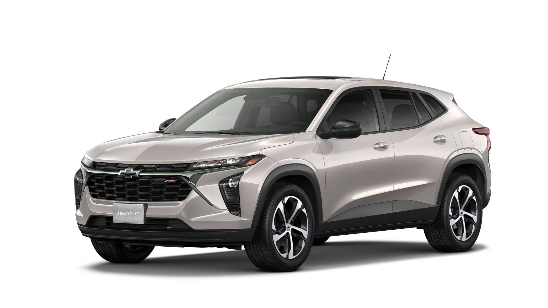 2026 Chevrolet Trax 1RS in White Sands — front three-quarter view